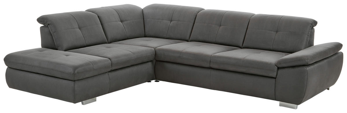 ECKSOFA in Mikrofaser Dunkelgrau  - Chromfarben/Dunkelgrau, Design, Textil/Metall (260/318cm) - Beldomo Speed