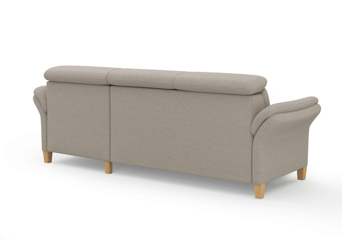 ECKSOFA GLENDALE E Taupe Flachgewebe  - Taupe/Eichefarben, KONVENTIONELL, Holz/Textil (253/166cm) - Sit & More