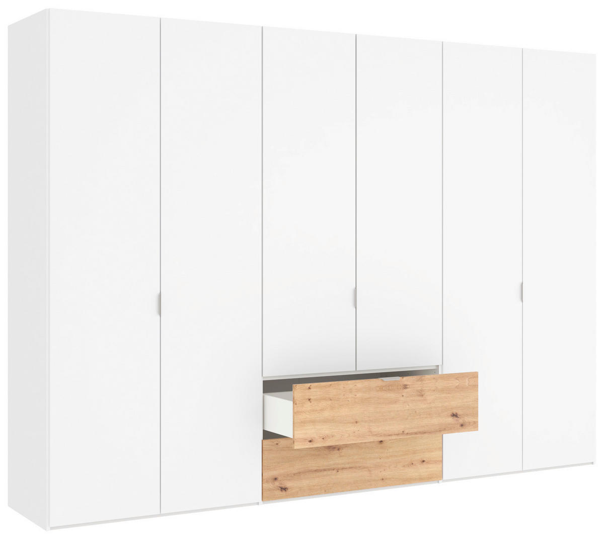 DREHTÜRENSCHRANK  in Weiß, Eiche Artisan  - Edelstahlfarben/Weiß, KONVENTIONELL, Holzwerkstoff/Metall (303/220/59cm) - Jutzler