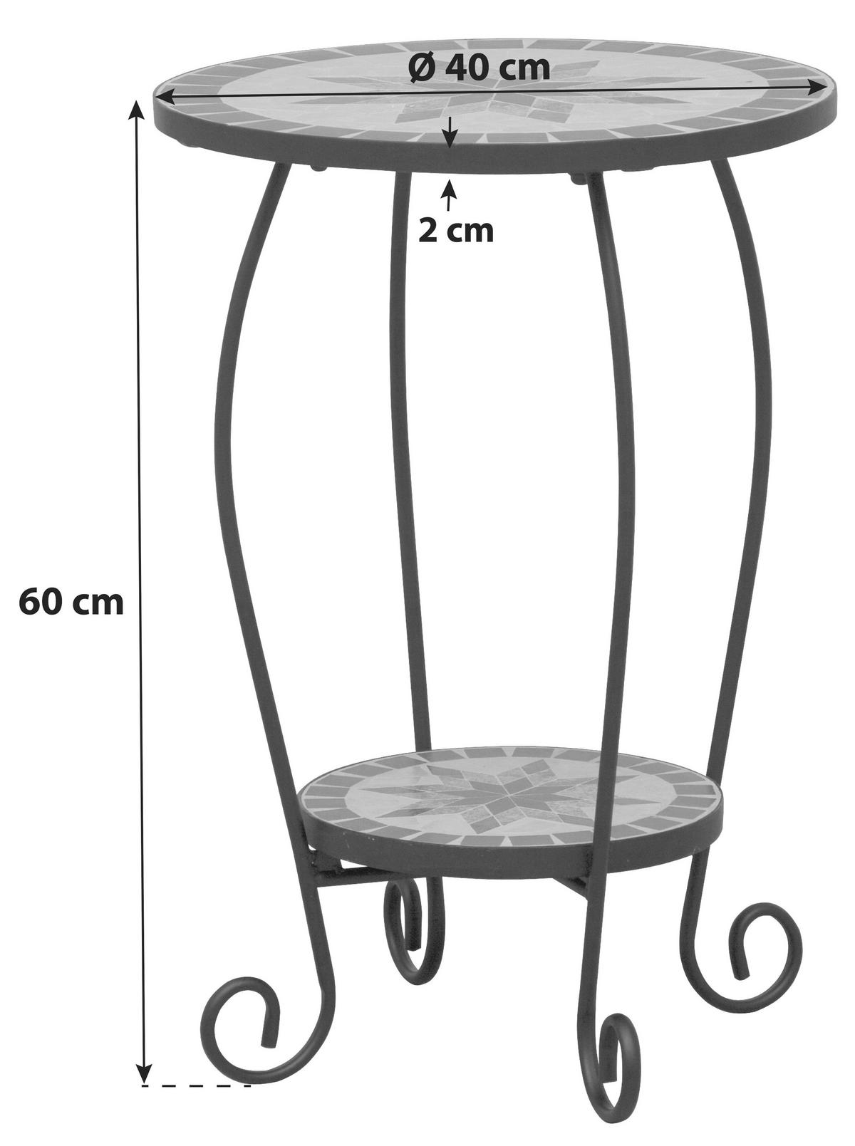 GARTENBEISTELLTISCH 40/40/60 cm  - Multicolor/Schwarz, MODERN, Keramik/Metall (40/40/60cm) - Siena Garden