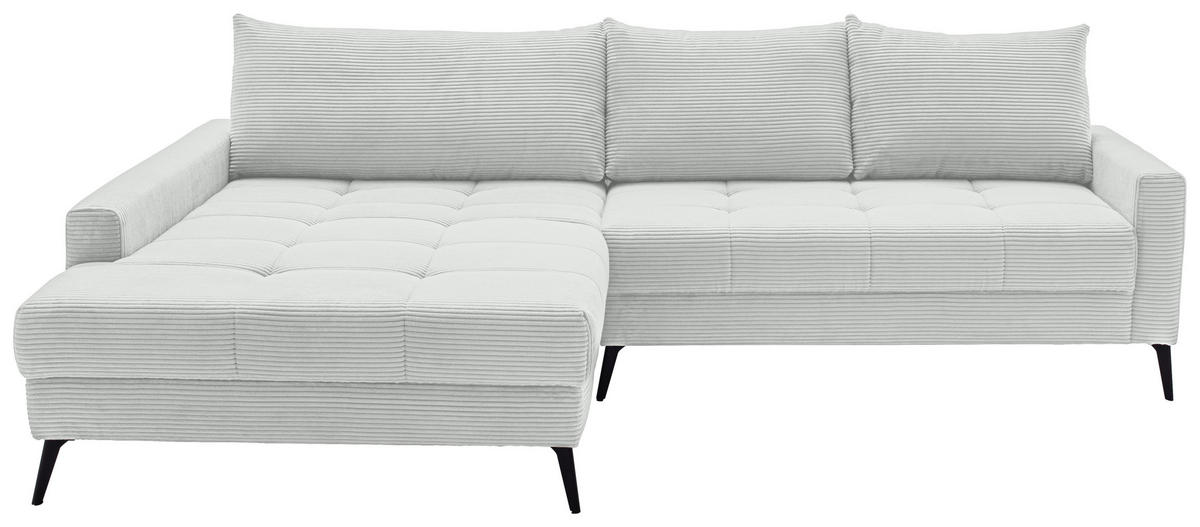 ECKSOFA Elfenbein Cord  - Elfenbein/Schwarz, KONVENTIONELL, Textil/Metall (173/280cm) - Hom`in