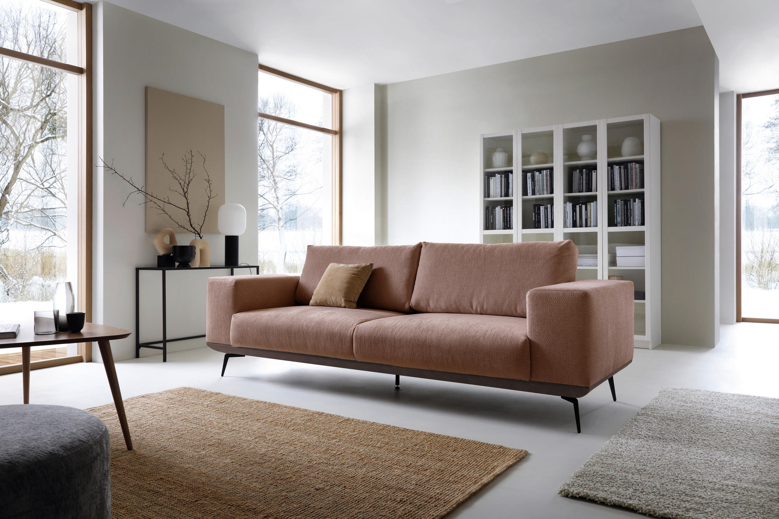 2-SITZER-SOFA Chenille Bordeaux  - Bordeaux/Schwarz, Design, Holz/Textil (260/87/95cm) - MID.YOU