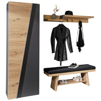 GARDEROBE 3-teilig  in 208/202/44,3 cm  - Wildeiche/Graphitfarben, Natur, Holz/Holzwerkstoff (208/202/44,3cm) - Voglauer