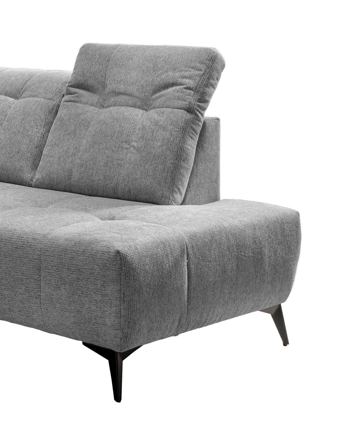ECKSOFA in Chenille Silberfarben  - Silberfarben/Schwarz, Modern, Textil/Metall (261/200cm) - Livetastic
