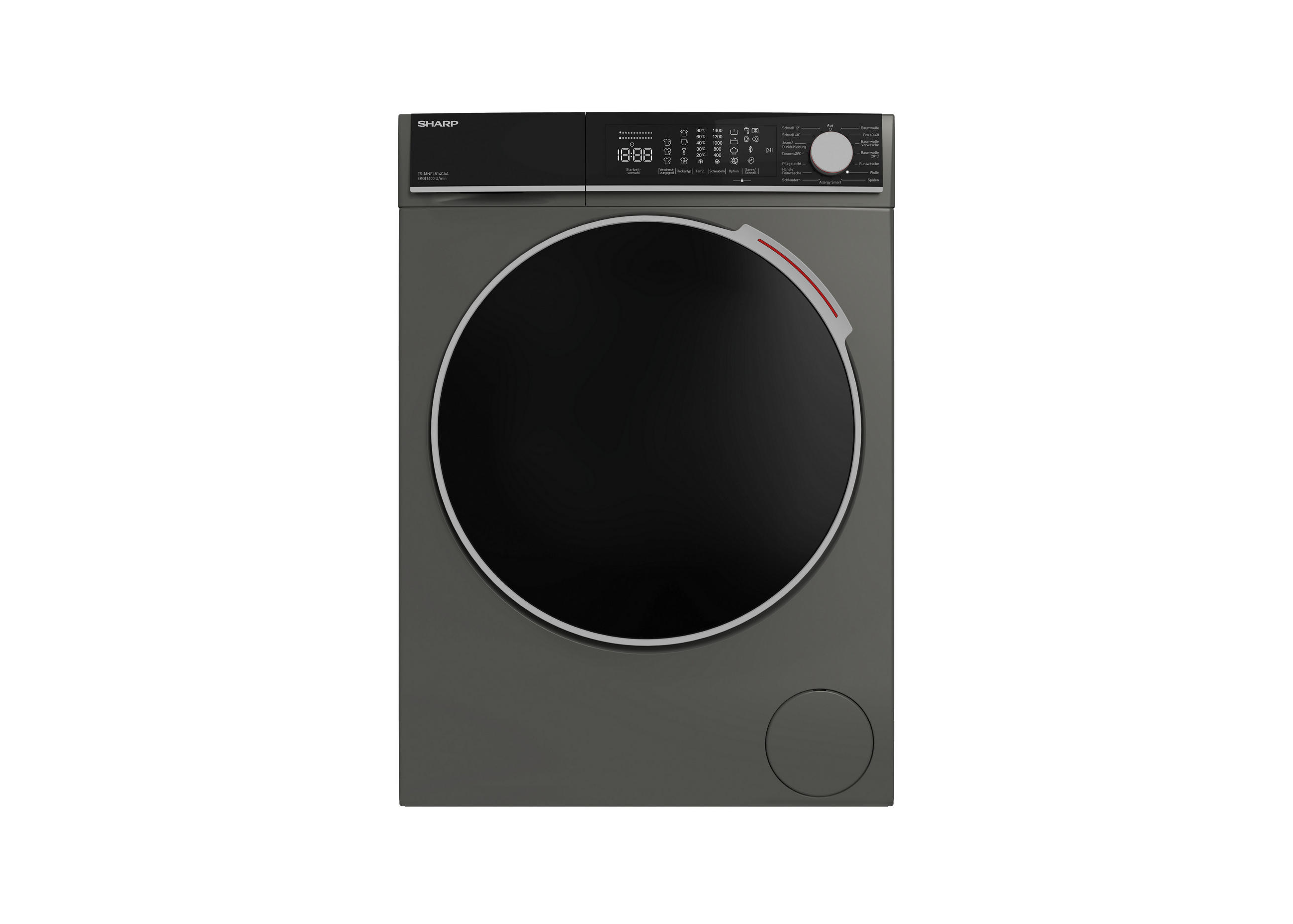 WASCHMASCHINE ES-MNFL814CAA-DE  - Grau, Basics, Glas/Kunststoff (60/85/56cm) - Sharp