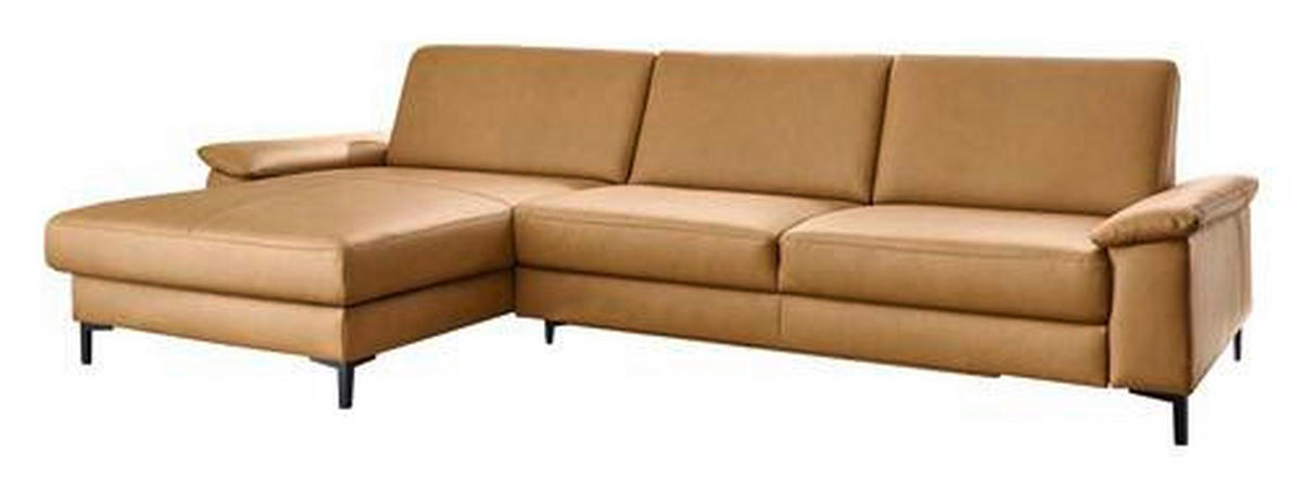 ECKSOFA in Echtleder Currygelb  - Currygelb/Schwarz, Design, Leder/Metall (175/334cm) - Dieter Knoll