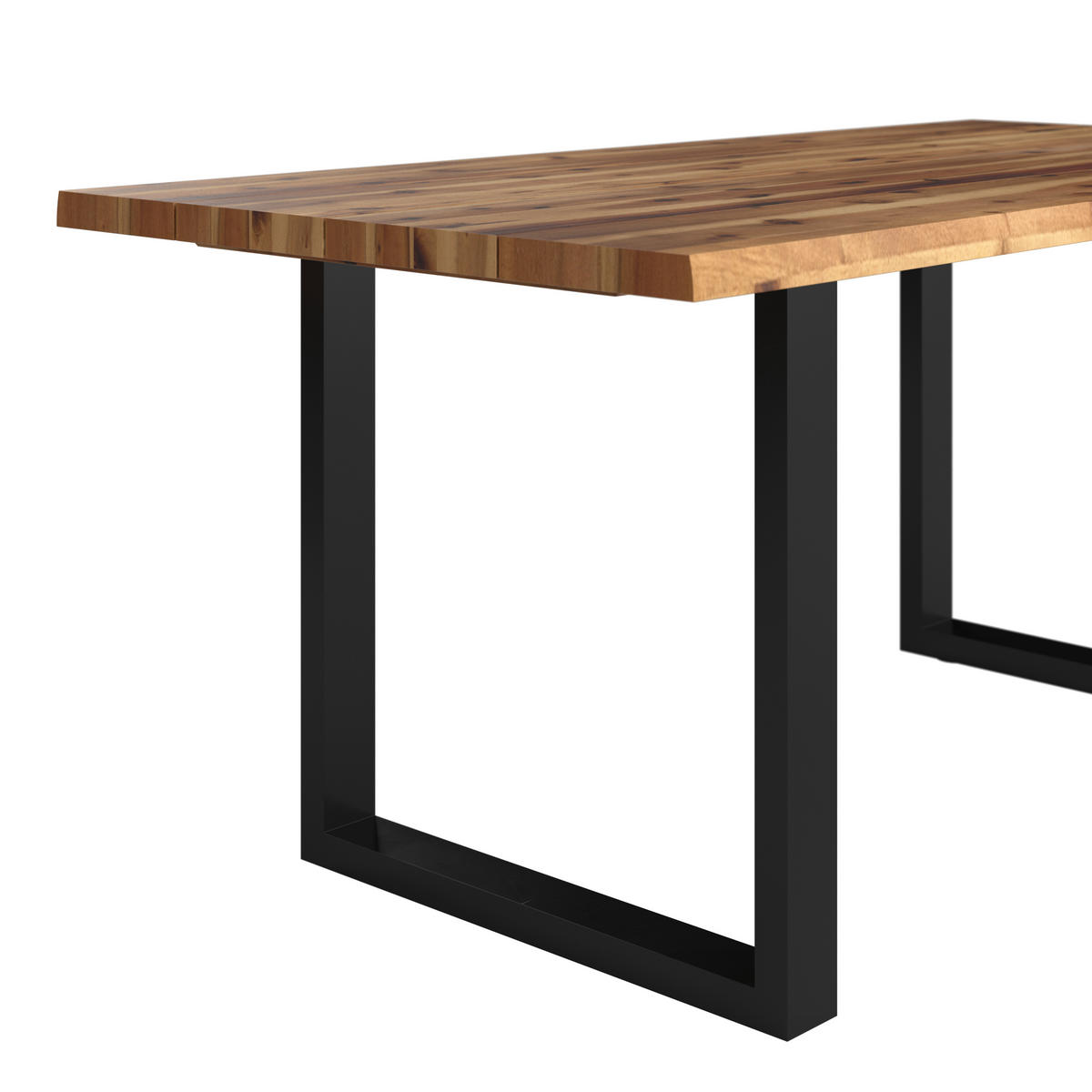 GARTENBANK 200/45/40 cm Akazie  Stahl  - Schwarz/Akaziefarben, KONVENTIONELL, Holz/Metall (200/45/40cm) - Ambia Garden