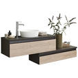WASCHTISCHKOMBI 160 cm  - Dunkelgrau/Eichefarben, Design, Keramik/Holzwerkstoff (160cm) - Novel