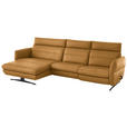 ECKSOFA in Echtleder Currygelb  169/298 cm  - Currygelb/Schwarz, Design, Leder/Metall (169/298cm) - Dieter Knoll