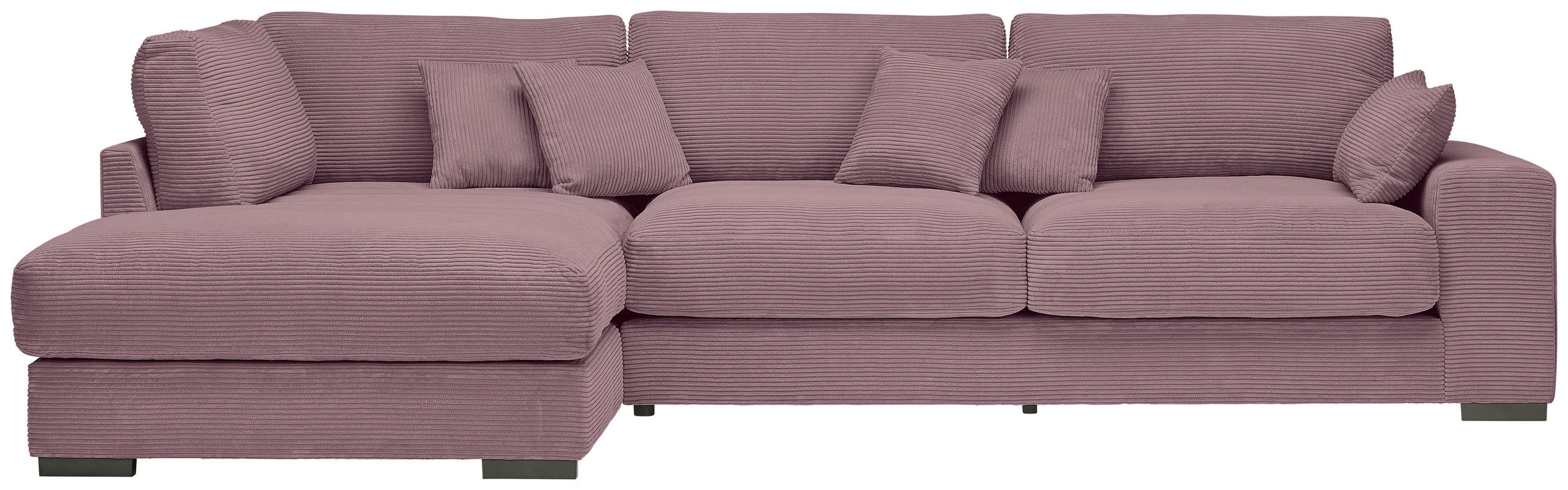 ECKSOFA  in Cord Flieder Zierkissen, Rückenkissen  205/340 cm  - Flieder/Schwarz, Design, Kunststoff/Textil (205/340cm) - Lomoco