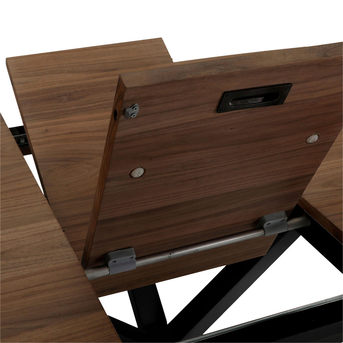 ESSTISCH 120-160/120/77 cm Echtholz  Holz ausziehbar rund Nussbaumfarben  - Nussbaumfarben/Schwarz, KONVENTIONELL, Holz/Metall (120-160/120/77cm) - Milino