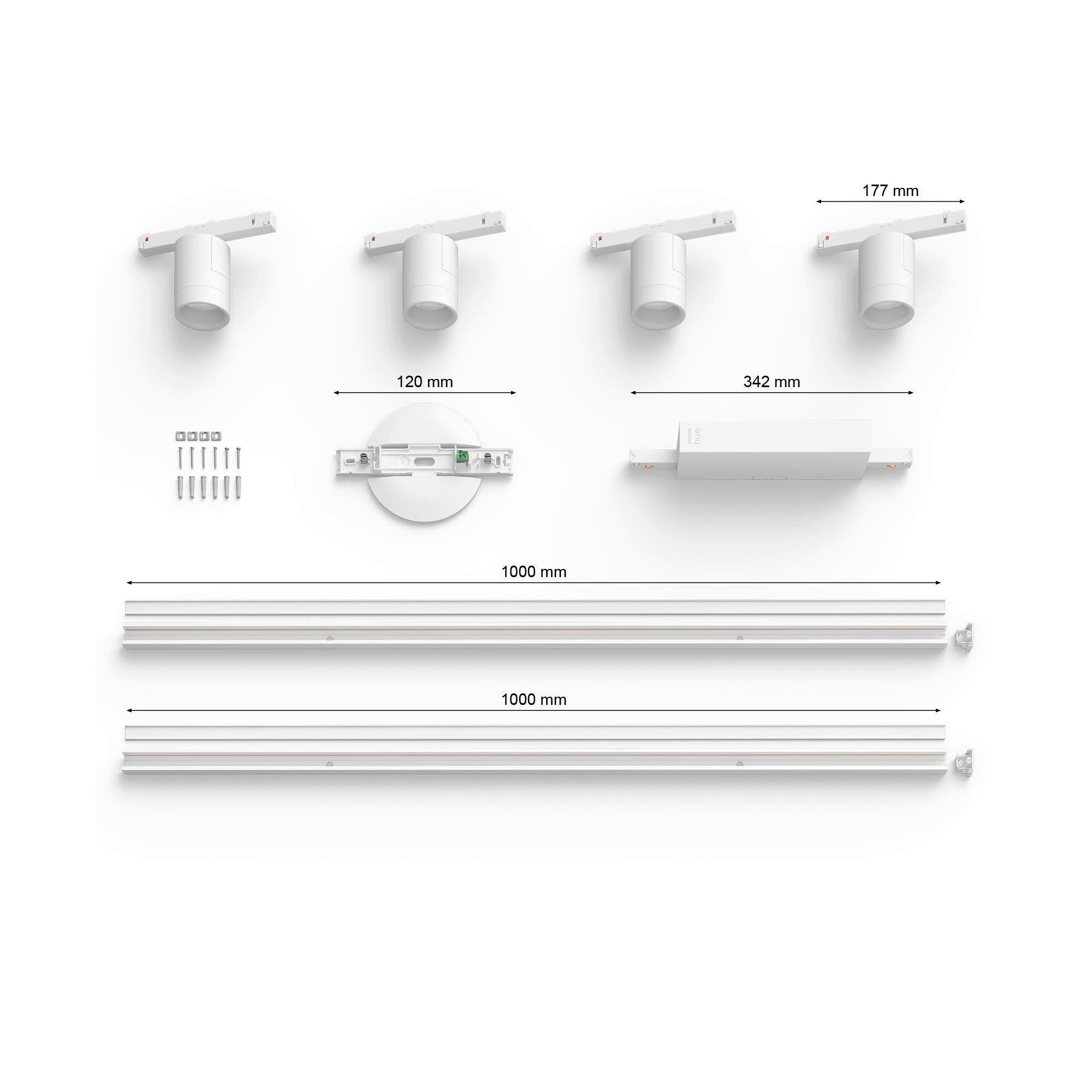 SCHIENENSYSTEM Perifo 221,5/12,8/2,6 cm   - Weiß, Basics, Metall (221,5/12,8/2,6cm) - Philips HUE