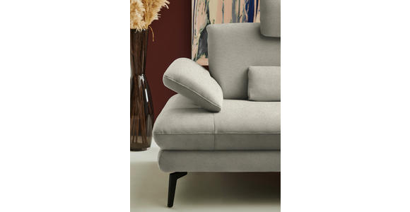 ECKSOFA  in Chenille, Flachgewebe Greige  284/180 cm  - Greige/Schwarz, Design, Textil/Metall (284/180cm) - Dieter Knoll