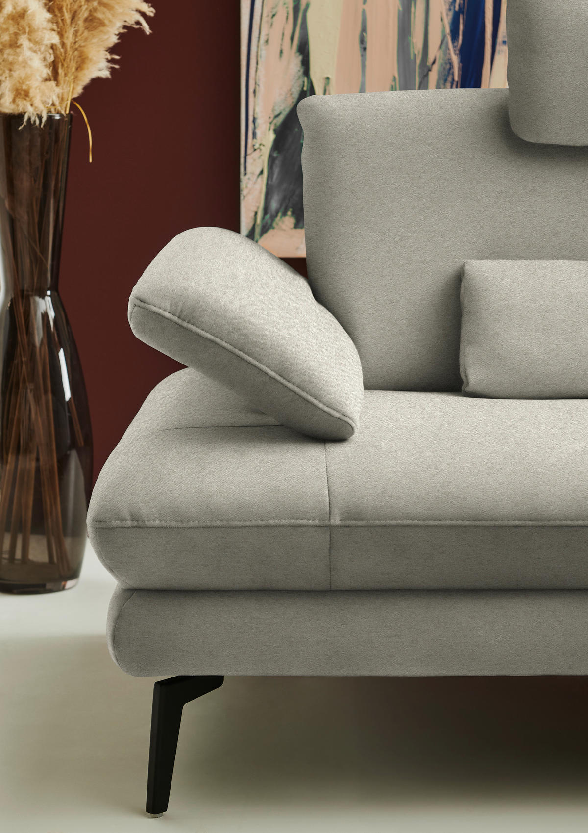 ECKSOFA chenille, tissage à plat grège  - noir/grège, Design, textile/métal (284/180cm) - Dieter Knoll