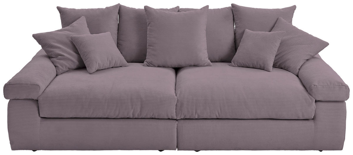 BIGSOFA in Cord Rosa  - Schwarz/Rosa, Design, Kunststoff/Textil (260/90/140cm) - Ambia Home