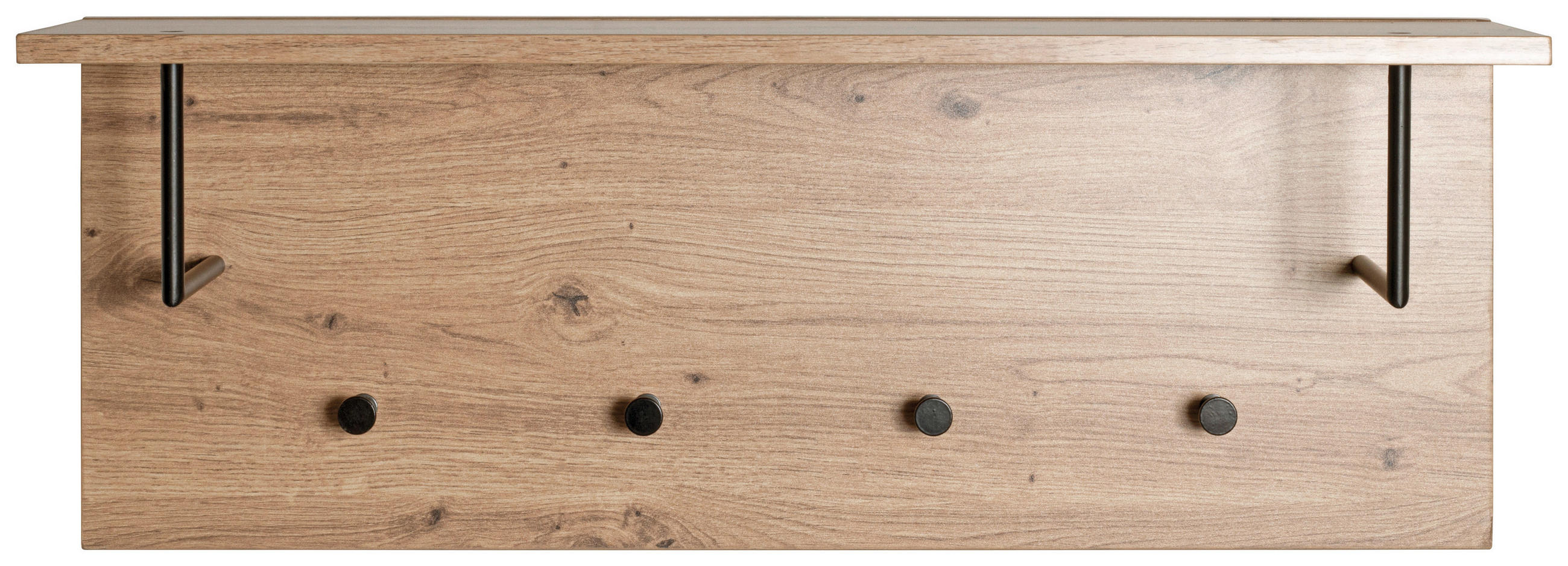 XXXLutz Wandgarderobe Schwarz, Eiche 80x30x20 cm