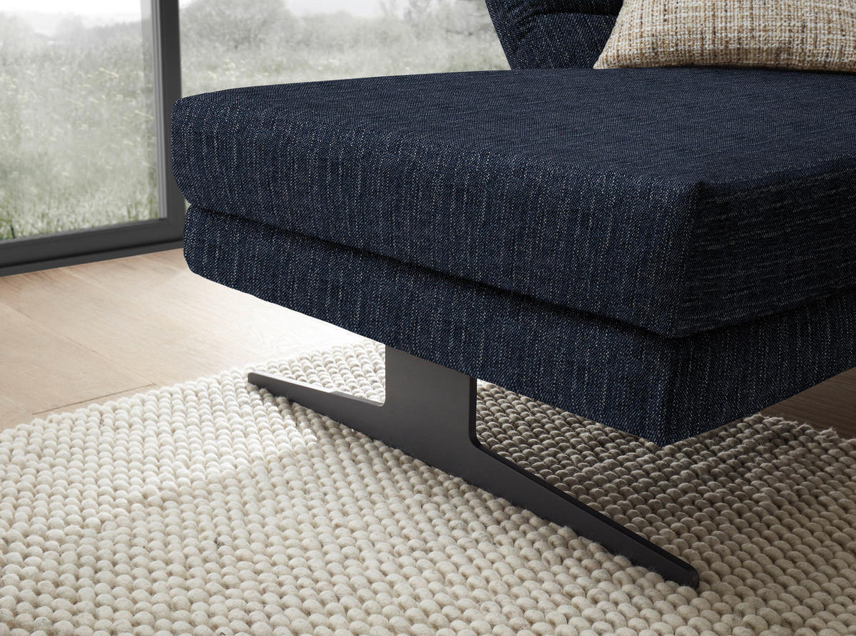 ECKSOFA in Flachgewebe Dunkelblau  176-217/279-327 cm  - Schwarz/Dunkelblau, Design, Textil/Metall (176-217/279-327cm) - Dieter Knoll