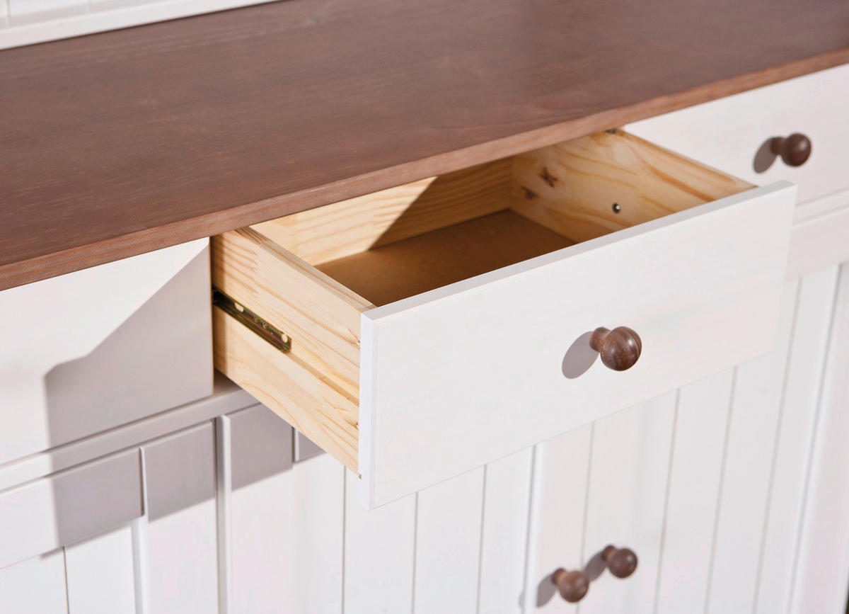 BUFFET 131/191/45 cm  in Weiß  - Weiß/Braun, LIFESTYLE, Holz (131/191/45cm) - MID.YOU