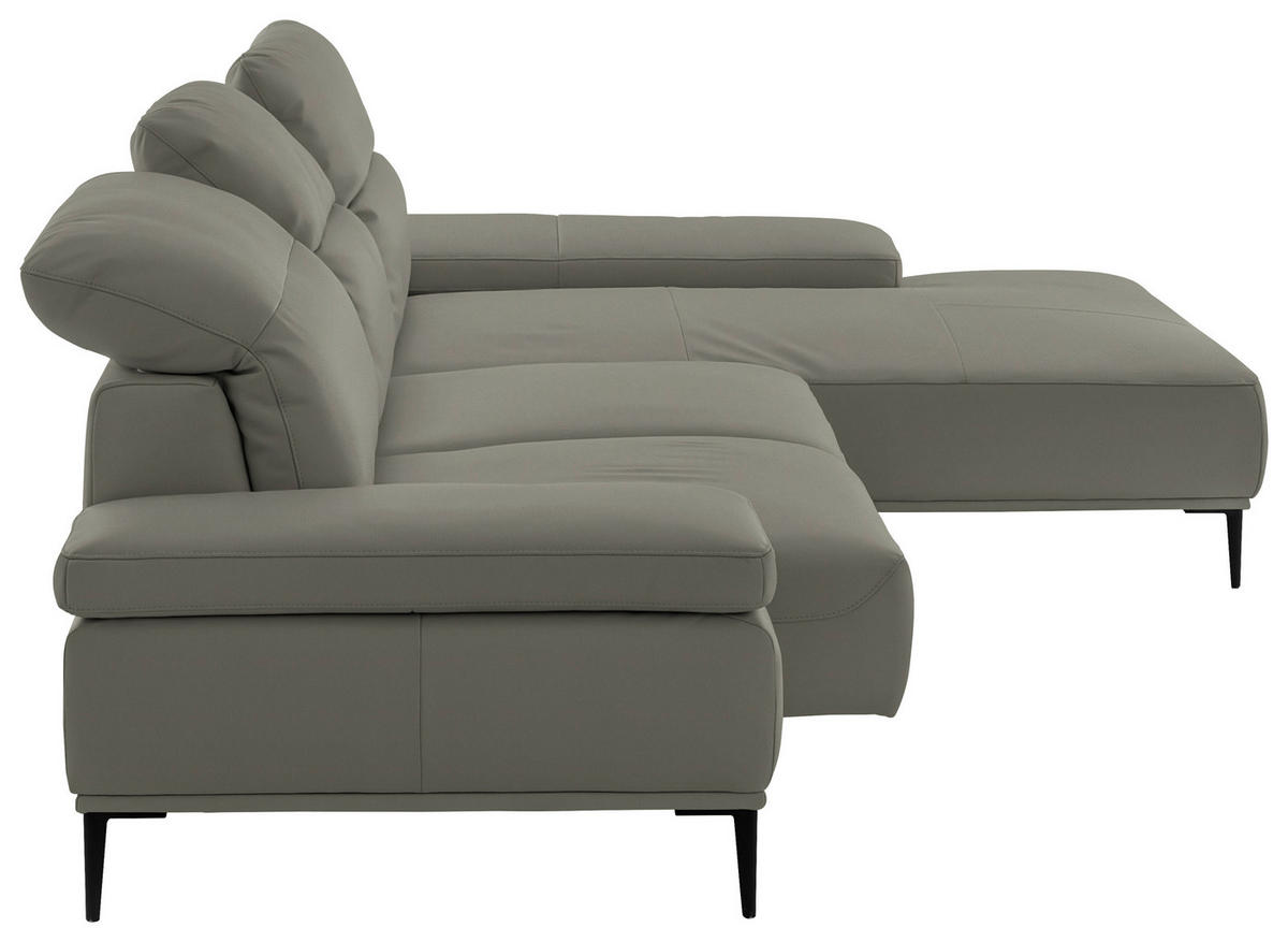 ECKSOFA  in Echtleder Grau  322/206 cm  - Schwarz/Grau, MODERN, Leder/Metall (322/206cm) - Chilliano