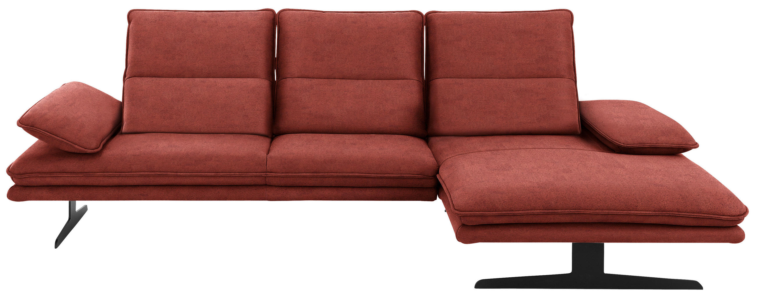 ECKSOFA Rot Flachgewebe - Rot/Schwarz, Design, Textil/Metall (291/164cm) - Chilliano