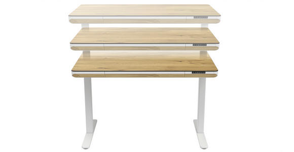 SCHREIBTISCH höhenverstellbar  - Eiche Artisan/Weiß, KONVENTIONELL, Holzwerkstoff/Kunststoff (120/70/73-118cm) - Xora