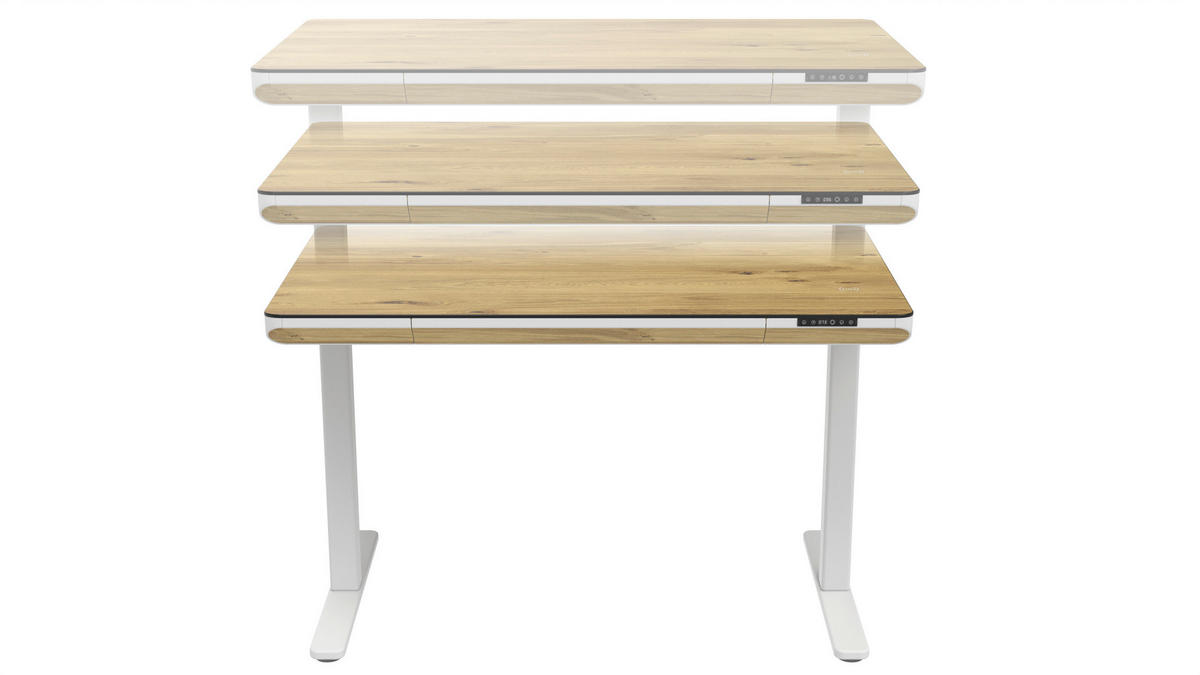 SKRIVBORD 120/70/73-118 cm  i vit, ek Artisan  - vit/ek Artisan, Klassisk, metall/trämaterial (120/70/73-118cm) - Xora