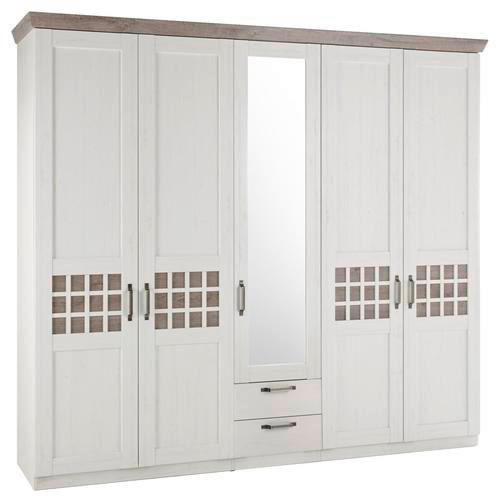 DREHTÜRENSCHRANK  in Weiß, Eichefarben  - Eichefarben/Anthrazit, LIFESTYLE, Holzwerkstoff/Metall (256/225/61cm) - Landscape