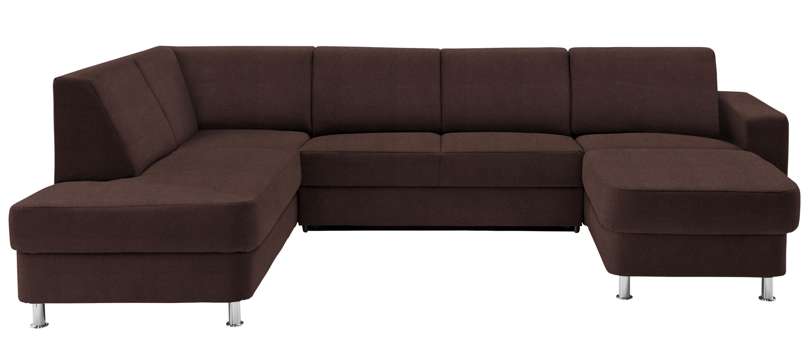 WOHNLANDSCHAFT Dunkelbraun Chenille  - Chromfarben/Dunkelbraun, Design, Kunststoff/Textil (198/301/165cm) - Xora