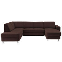 SEDEŽNA GARNITURA, šenilja temno rjava  - barve kroma/temno rjava, Design, umetna masa/tekstil (198/301/165cm) - Xora