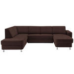 WOHNLANDSCHAFT  in Chenille Dunkelbraun  - Chromfarben/Dunkelbraun, Design, Kunststoff/Textil (198/301/165cm) - Xora