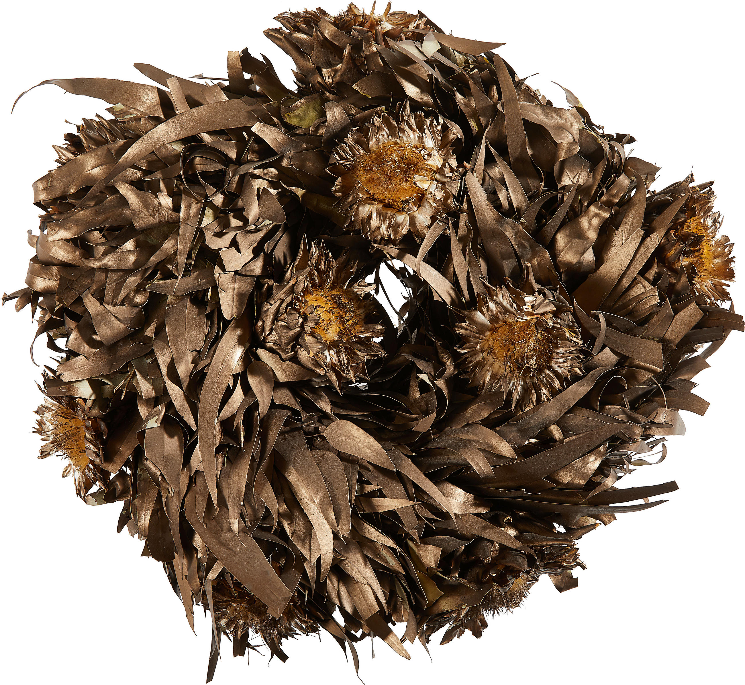 TROCKENBLUMENKRANZ  - Silberfarben/Bronzefarben, Trend, Naturmaterialien (45cm) - X-Mas