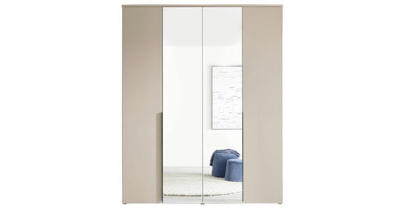 DREHTÜRENSCHRANK  in Kaschmir  - Kaschmir/Schwarz, MODERN, Glas/Holzwerkstoff (180/225/52cm) - Carryhome