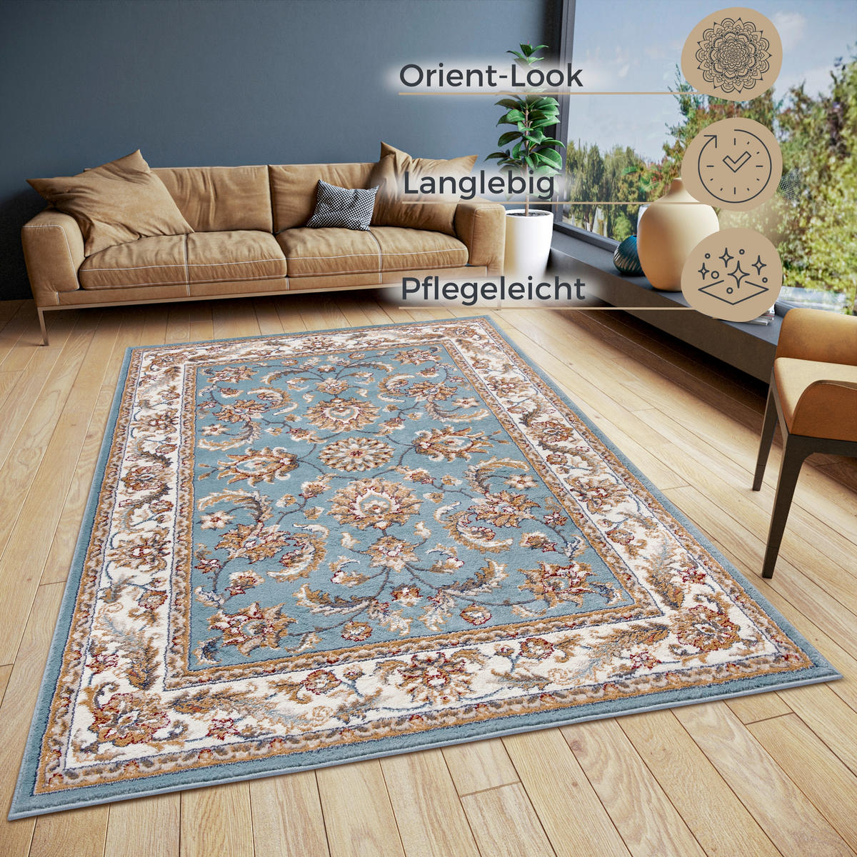FLACHWEBETEPPICH 160/235 cm Luxor Creme, Mintgrün  - Creme/Mintgrün, Design, Kunststoff/Textil (160/235cm)