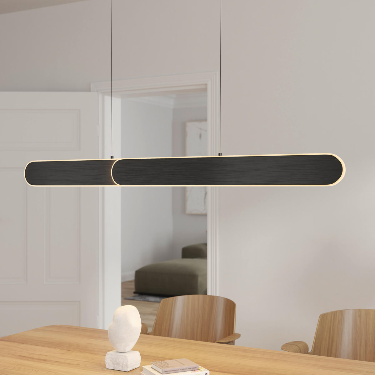 LED-HÄNGELEUCHTE Otis Linear 115/7,5/150 cm   - Schwarz, Design, Metall (115/7,5/150cm) - Dieter Knoll