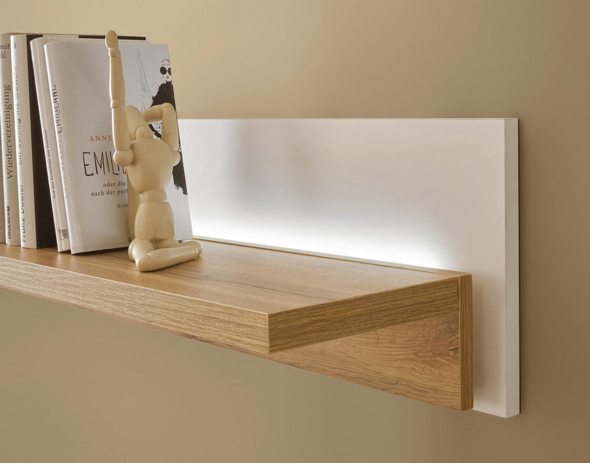 WANDBOARD in 150/20/18 cm Weiß, Eiche Wotan  - Eiche Wotan/Weiß, Design, Holzwerkstoff (150/20/18cm) - MID.YOU