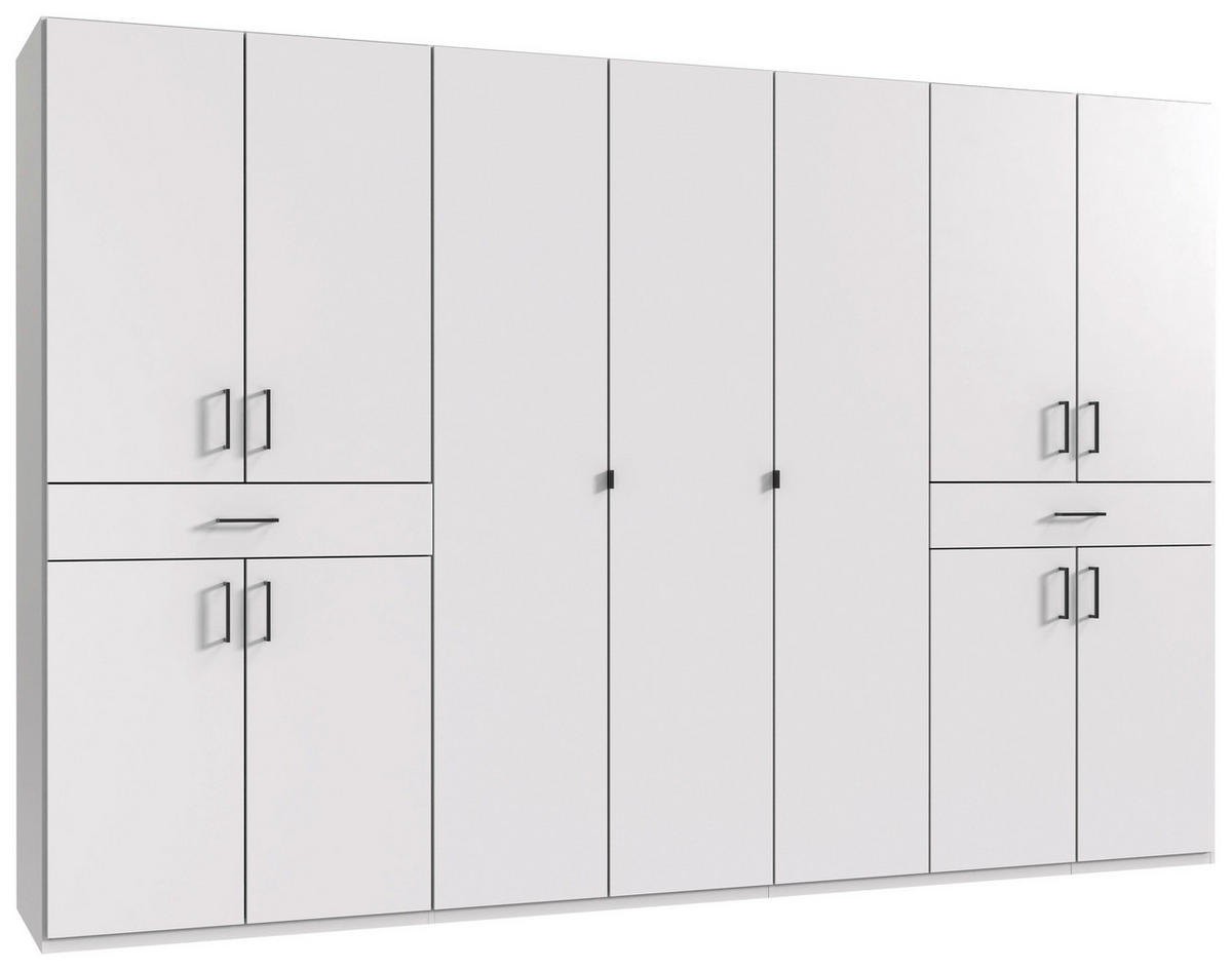 DREHTÜRENSCHRANK in Weiss  - Weiss/Schwarz, Konventionell, Holzwerkstoff/Kunststoff (313/208/58cm) - Carryhome