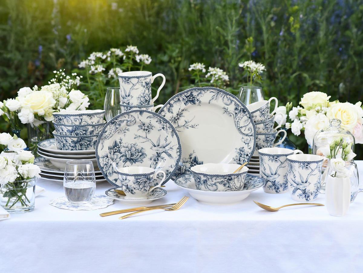 KOMPLETT SERVIS Adelaide Blau 16 delar  - vit/blå, Basics, keramik - Creatable