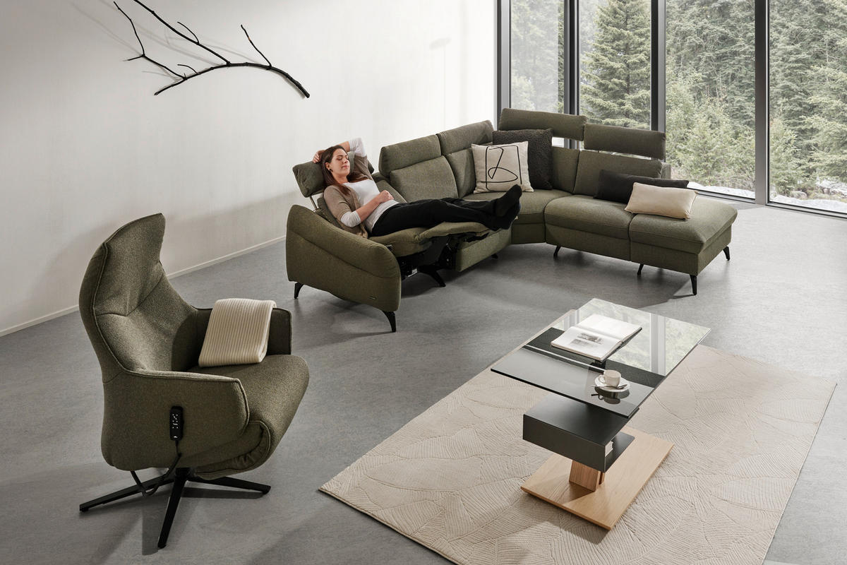 ECKSOFA Flachgewebe Taupe  - Taupe/Anthrazit, Konventionell, Textil/Metall (272/233cm) - Himolla Komfortklass