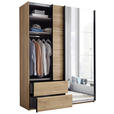 SCHWEBETÜRENSCHRANK  in Eichefarben  - Eichefarben/Schwarz, MODERN, Glas/Holzwerkstoff (170/225,5/60,5cm) - Xora
