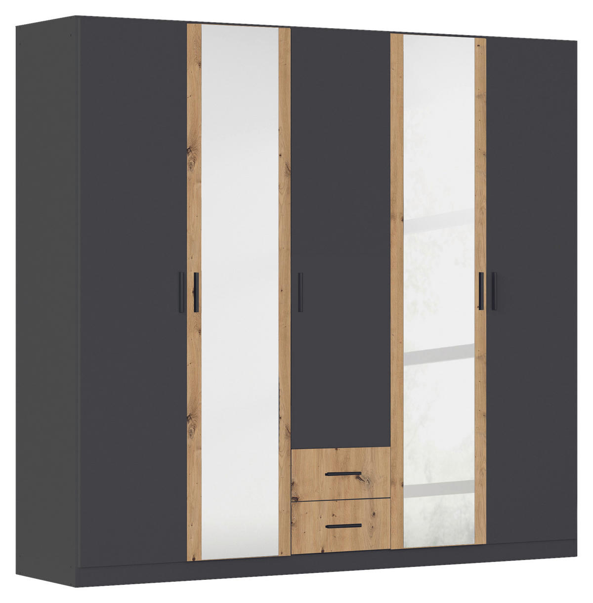 KLEIDERSCHRANK 226/210/54 cm 5-türig Grau, Eiche Artisan  - Eiche Artisan/Grau, KONVENTIONELL, Holzwerkstoff/Kunststoff (226/210/54cm) - Rauch Möbel