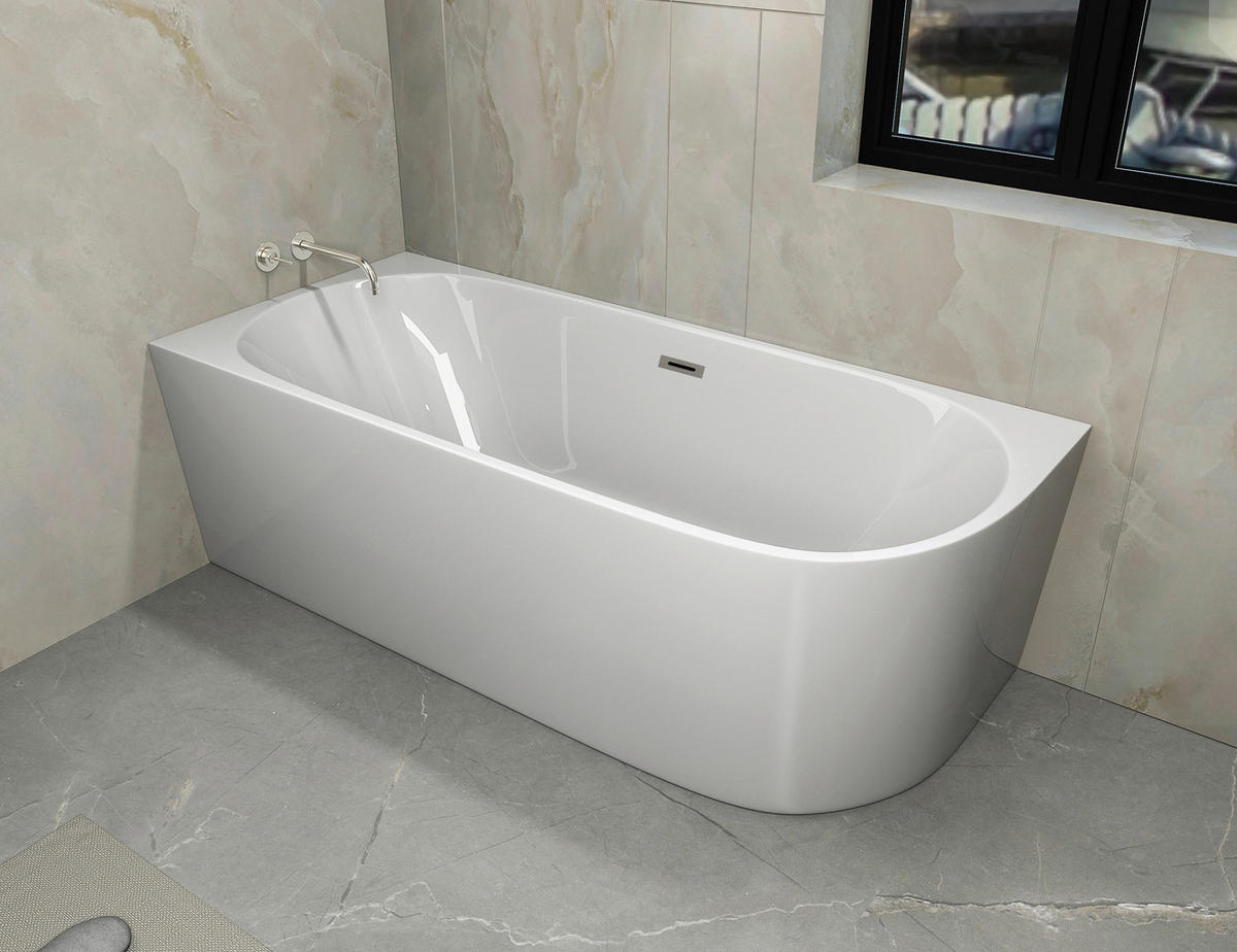BADEWANNE freistehend, Wandmontage  170/75/60 cm  - Weiß, KONVENTIONELL, Kunststoff (170/75/60cm) - Sanotechnik