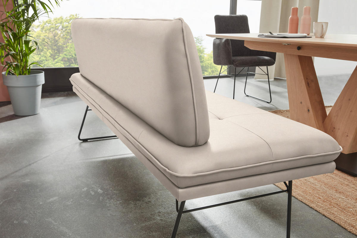 SITZBANK in Metall, Textil Creme, Schwarz  - Creme/Schwarz, Design, Textil/Metall (195/87/65cm) - Dieter Knoll