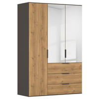 KLEIDERSCHRANK Graphitfarben, Eichefarben  - Eichefarben/Graphitfarben, Konventionell, Glas/Holzwerkstoff (151/223/62cm) - Xora