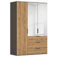 KLEIDERSCHRANK  in Graphitfarben, Eichefarben  - Eichefarben/Graphitfarben, KONVENTIONELL, Glas/Holzwerkstoff (151/223/62cm) - Xora