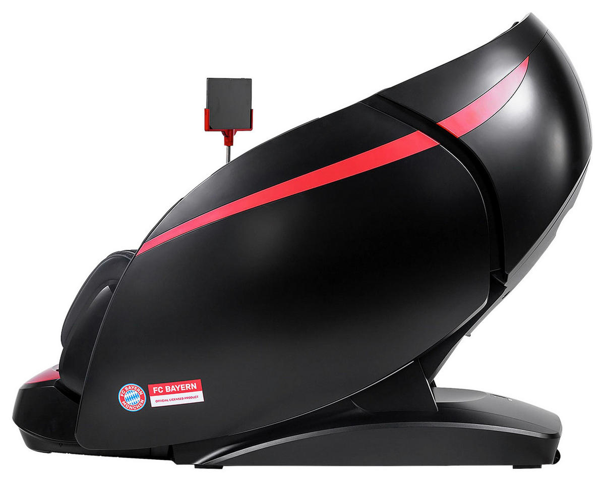 MASSAGESESSEL FC BAYERN MÜNCHEN  mit Lederlook Rot, Schwarz integrierte Lautsprecher, Relaxfunktion, Liegefunktion, Sitzheizung, Netzbetrieb, Massagefunktion, Herz-Waage-Funktion, integrierter Akku, abwischbar, ausziehbare Fußstütze, Bluetooth-Lautsprecher, Rückenlehne in S-Form  - Rot/Schwarz, KONVENTIONELL, Kunststoff/Textil (177-190/130/86cm) - Welnova