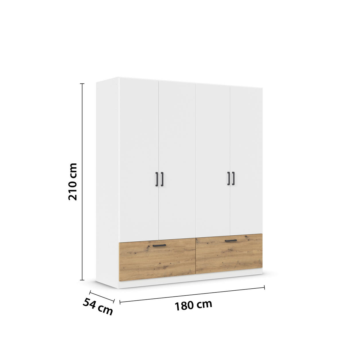 KLEIDERSCHRANK in Weiss, Eiche Artisan  - Weiss/Eiche Artisan, Basics, Holzwerkstoff/Metall (181/210/54cm) - Boxxx