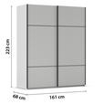 SCHWEBETÜRENSCHRANK 162/223/68 cm 2-türig Grau  - Schwarz/Grau, KONVENTIONELL, Holzwerkstoff/Metall (162/223/68cm) - Novel