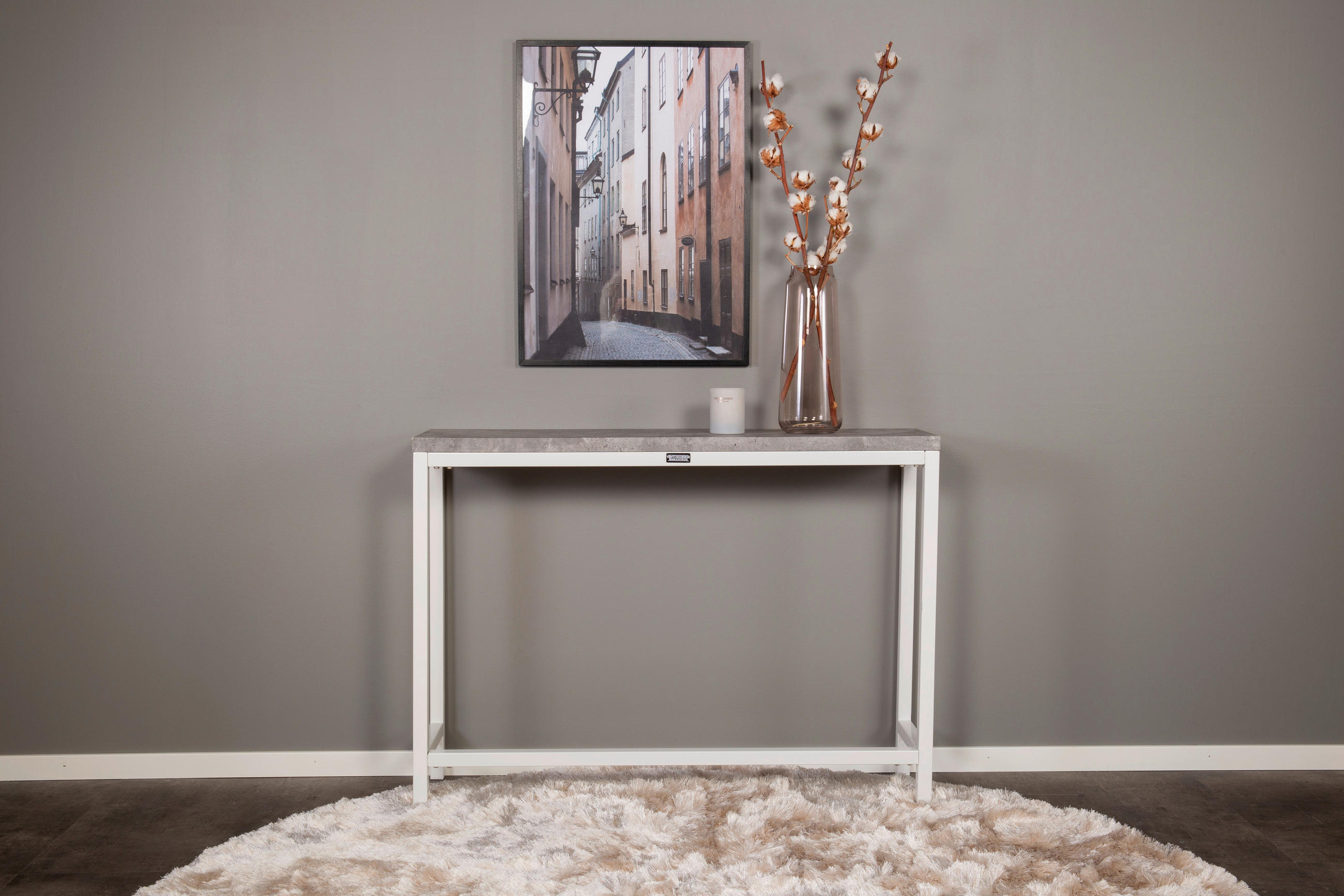 SIDOBORD i metall, trämaterial 110/30/80 cm  - vit/ljusgrå, Design, metall/trämaterial (110/30/80cm) - Livetastic