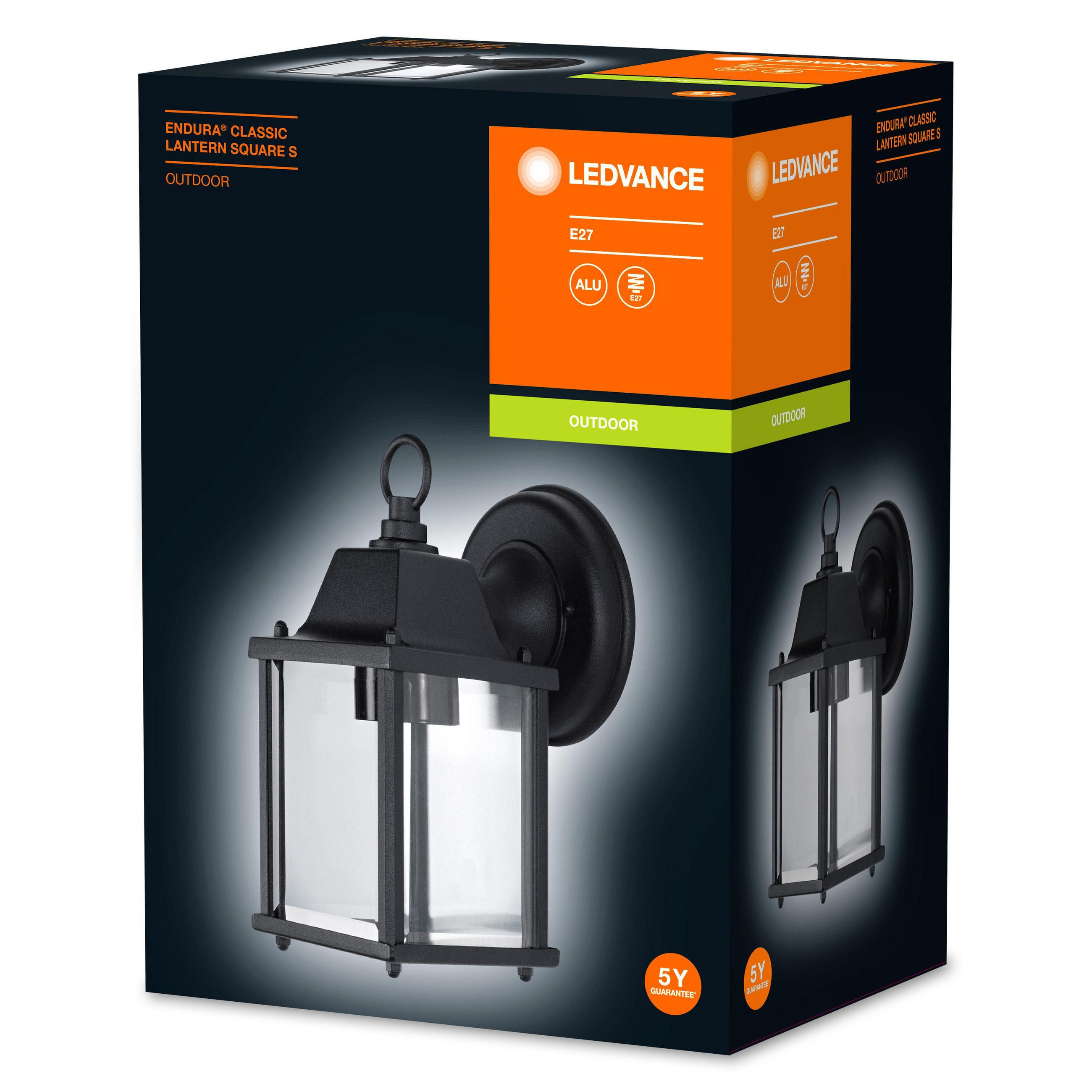 AUßENWANDLEUCHTE Endura Classic Lantern 15/10,5/22,5 cm   - Schwarz, Basics, Metall (15/10,5/22,5cm) - Ledvance