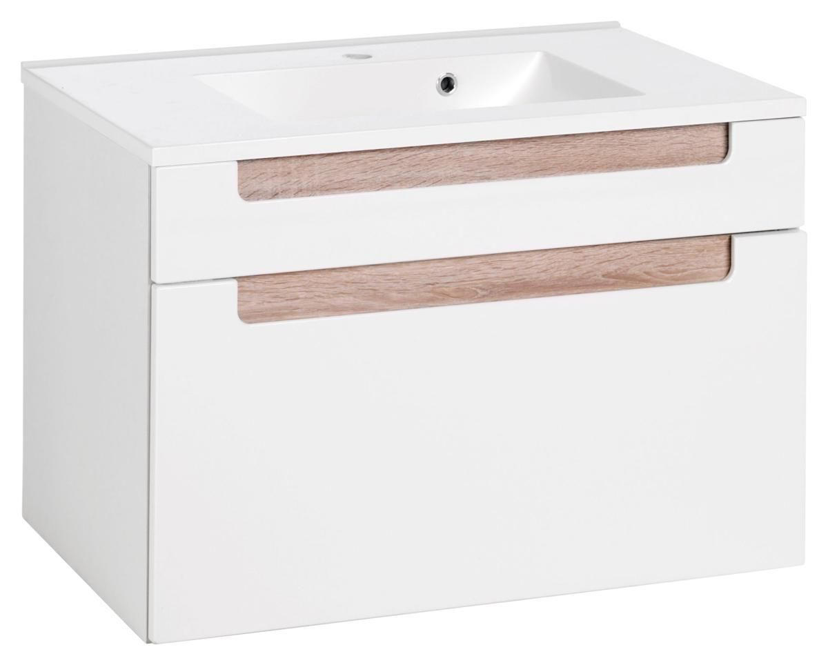 WASCHTISCHKOMBI 80 cm  - Weiß/Sonoma Eiche, MODERN, Holzwerkstoff/Stein (80cm) - Held